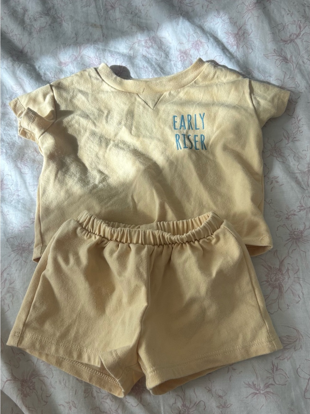 cloud island Yellow "Early Riser" Kids Two-Piece Pajama Set